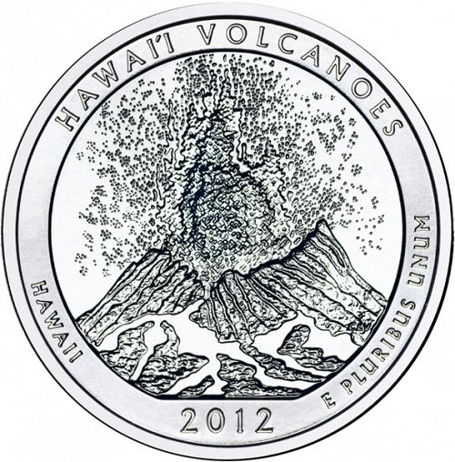 25 cent Reverse Image minted in UNITED STATES in 2012P (Hawai'i Volcanoes National Park)  - The Coin Database