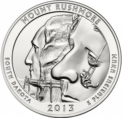 25 cent Reverse Image minted in UNITED STATES in 2013D (Mount Rushmore National Memorial)  - The Coin Database