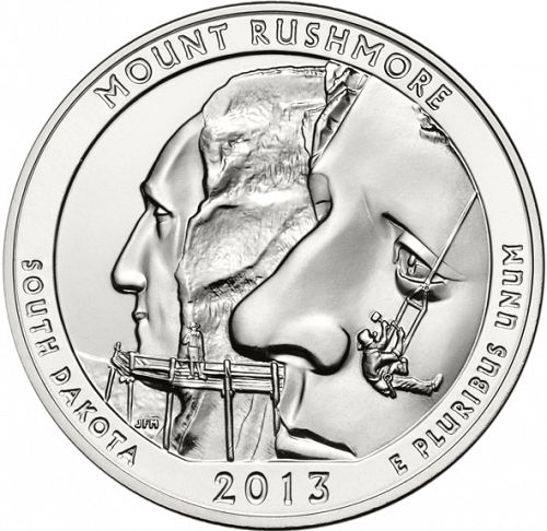 25 cent Reverse Image minted in UNITED STATES in 2013P (Mount Rushmore National Memorial)  - The Coin Database
