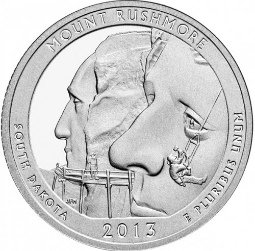 25 cent Reverse Image minted in UNITED STATES in 2013S (Mount Rushmore National Memorial)  - The Coin Database