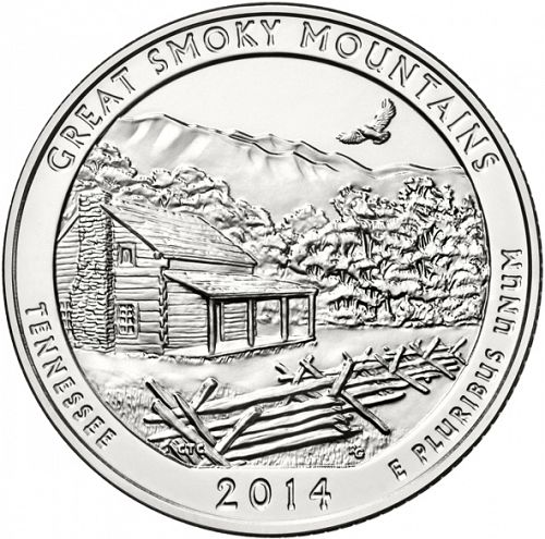 25 cent Reverse Image minted in UNITED STATES in 2014D (Great Smoky Mountains National Park)  - The Coin Database