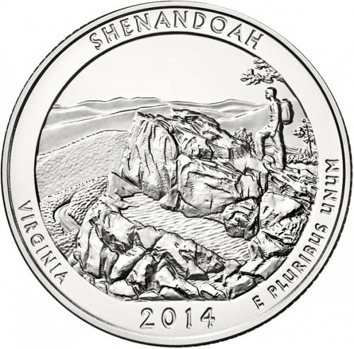 25 cent Reverse Image minted in UNITED STATES in 2014D (Shenandoah National Park)  - The Coin Database