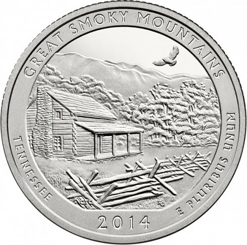 25 cent Reverse Image minted in UNITED STATES in 2014S (Great Smoky Mountains National Park)  - The Coin Database