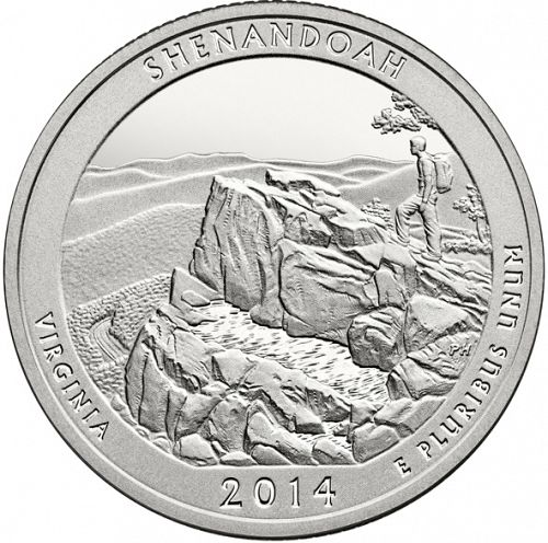 25 cent Reverse Image minted in UNITED STATES in 2014S (Shenandoah National Park)  - The Coin Database