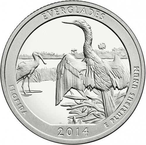 25 cent Reverse Image minted in UNITED STATES in 2014S (Everglades National Park)  - The Coin Database