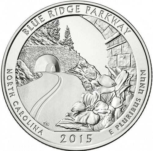 25 cent Reverse Image minted in UNITED STATES in 2015P (Blue Ridge Parkway)  - The Coin Database