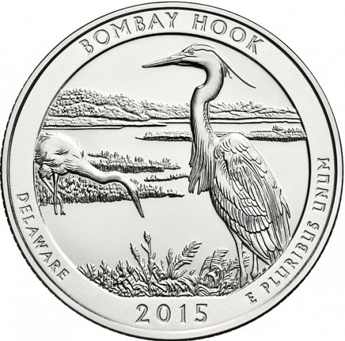 25 cent Reverse Image minted in UNITED STATES in 2015P (Bombay Hook National Wildlife Refuge)  - The Coin Database