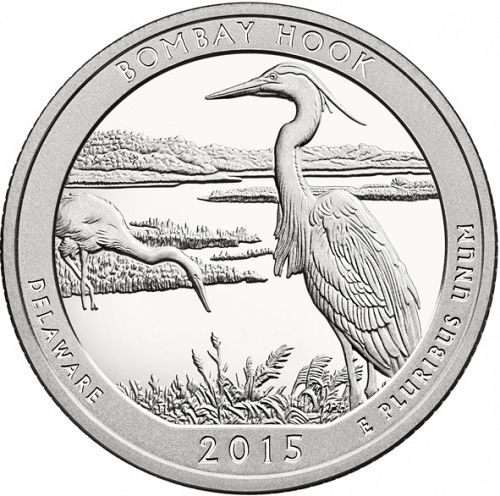 25 cent Reverse Image minted in UNITED STATES in 2015S (Bombay Hook National Wildlife Refuge)  - The Coin Database
