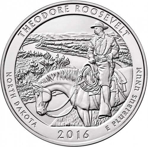 25 cent Reverse Image minted in UNITED STATES in 2016D (Theodore Roosevelt National Park)  - The Coin Database
