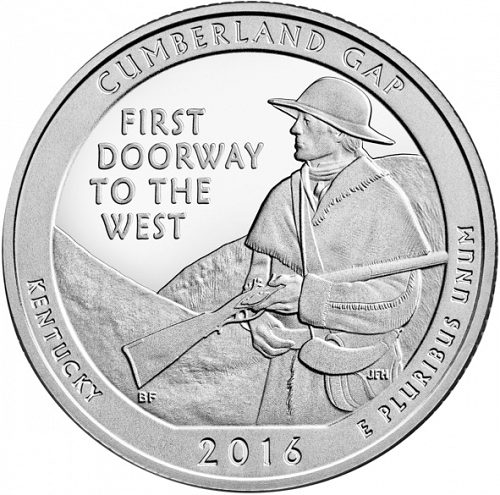 25 cent Reverse Image minted in UNITED STATES in 2016S (Cumberland Gap National Historical Park)  - The Coin Database