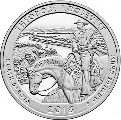 25 cent Reverse Image minted in UNITED STATES in 2016S (Theodore Roosevelt National Park)  - The Coin Database