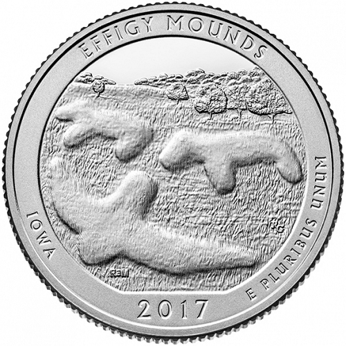 25 cent Reverse Image minted in UNITED STATES in 2017D (Effigy Mounds National Monument)  - The Coin Database