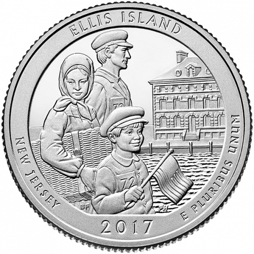 25 cent Reverse Image minted in UNITED STATES in 2017D (Ellis Island National Monument)  - The Coin Database