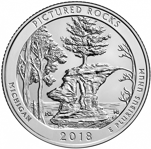 25 cent Reverse Image minted in UNITED STATES in 2018D (Pictured Rocks National Lakeshore)  - The Coin Database