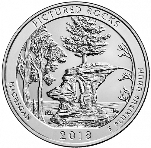 25 cent Reverse Image minted in UNITED STATES in 2018P (Pictured Rocks National Lakeshore)  - The Coin Database