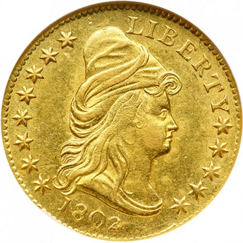 2 dollar 50 Obverse Image minted in UNITED STATES in 1802 (Liberty Cap)  - The Coin Database