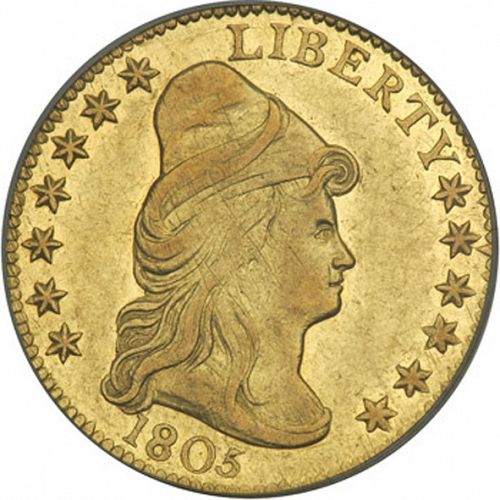 2 dollar 50 Obverse Image minted in UNITED STATES in 1805 (Liberty Cap)  - The Coin Database