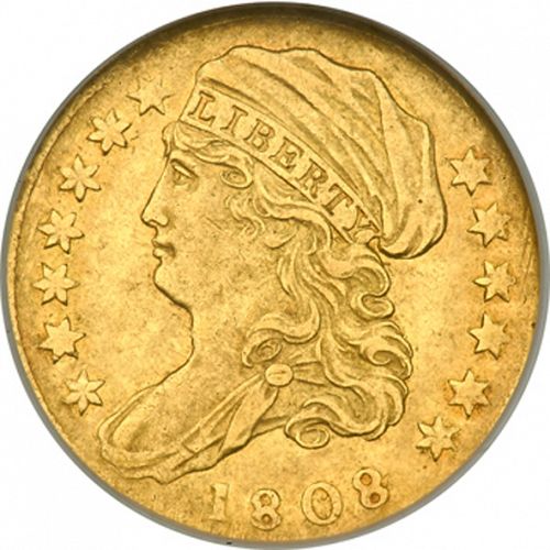 2 dollar 50 Obverse Image minted in UNITED STATES in 1808 (Turban Head)  - The Coin Database
