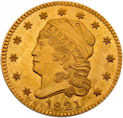 2 dollar 50 Obverse Image minted in UNITED STATES in 1821 (Turban Head)  - The Coin Database