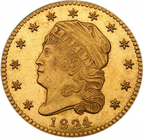 2 dollar 50 Obverse Image minted in UNITED STATES in 1824 (Turban Head)  - The Coin Database