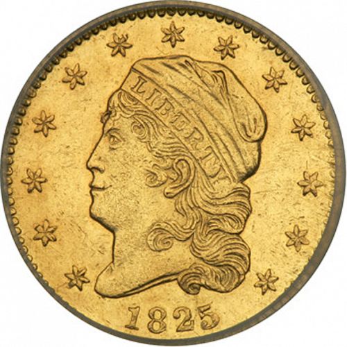 2 dollar 50 Obverse Image minted in UNITED STATES in 1825 (Turban Head)  - The Coin Database