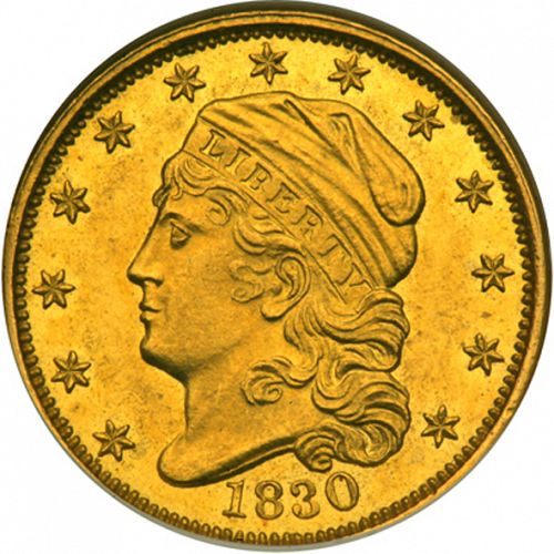 2 dollar 50 Obverse Image minted in UNITED STATES in 1830 (Turban Head)  - The Coin Database