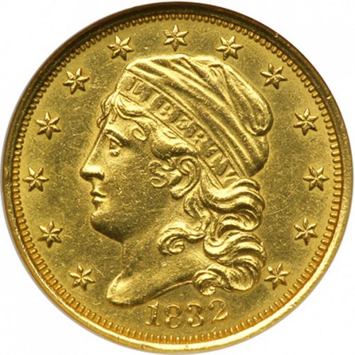 2 dollar 50 Obverse Image minted in UNITED STATES in 1832 (Turban Head)  - The Coin Database