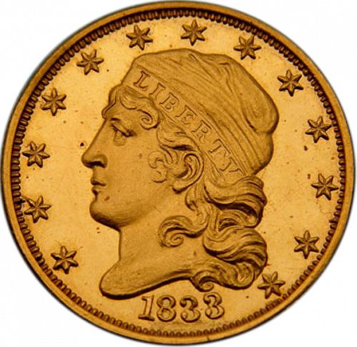 2 dollar 50 Obverse Image minted in UNITED STATES in 1833 (Turban Head)  - The Coin Database