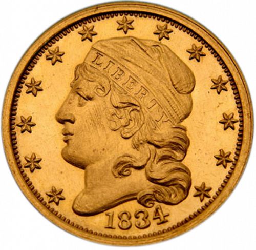 2 dollar 50 Obverse Image minted in UNITED STATES in 1834 (Turban Head)  - The Coin Database