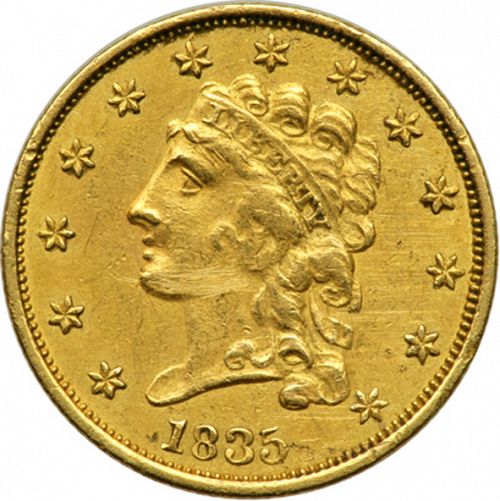 2 dollar 50 Obverse Image minted in UNITED STATES in 1835 (Liberty without Turban)  - The Coin Database