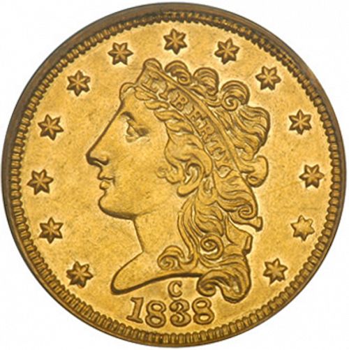 2 dollar 50 Obverse Image minted in UNITED STATES in 1838C (Liberty without Turban)  - The Coin Database