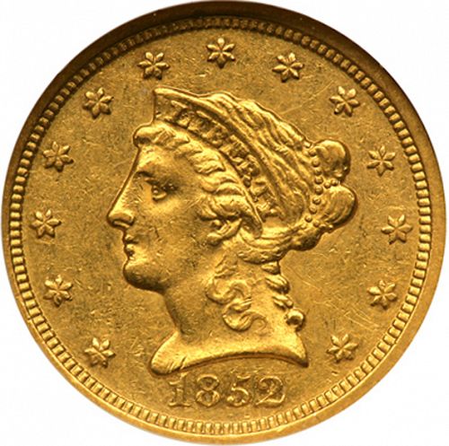 2 dollar 50 Obverse Image minted in UNITED STATES in 1852O (Coronet Head)  - The Coin Database
