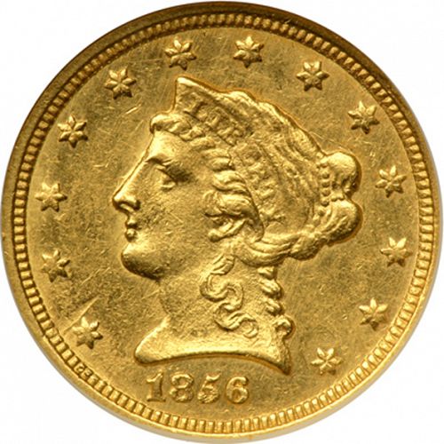 2 dollar 50 Obverse Image minted in UNITED STATES in 1856C (Coronet Head)  - The Coin Database
