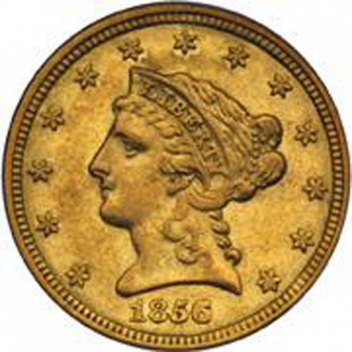 2 dollar 50 Obverse Image minted in UNITED STATES in 1856O (Coronet Head)  - The Coin Database
