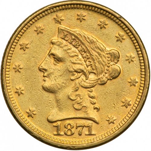 2 dollar 50 Obverse Image minted in UNITED STATES in 1871 (Coronet Head)  - The Coin Database