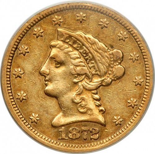2 dollar 50 Obverse Image minted in UNITED STATES in 1872S (Coronet Head)  - The Coin Database