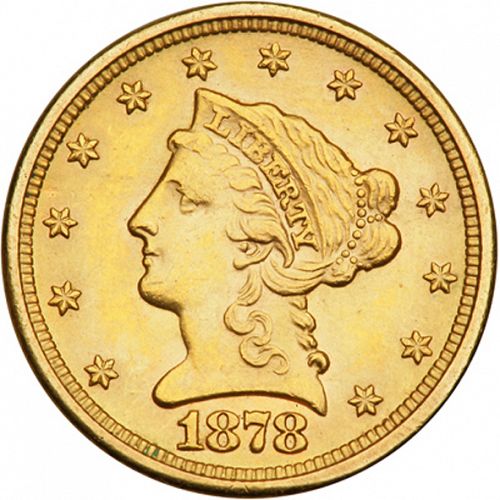 2 dollar 50 Obverse Image minted in UNITED STATES in 1878S (Coronet Head)  - The Coin Database