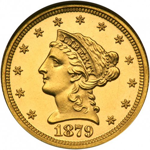 2 dollar 50 Obverse Image minted in UNITED STATES in 1879 (Coronet Head)  - The Coin Database
