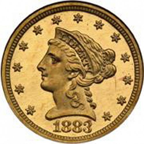 2 dollar 50 Obverse Image minted in UNITED STATES in 1883 (Coronet Head)  - The Coin Database