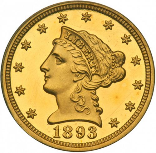 2 dollar 50 Obverse Image minted in UNITED STATES in 1893 (Coronet Head)  - The Coin Database