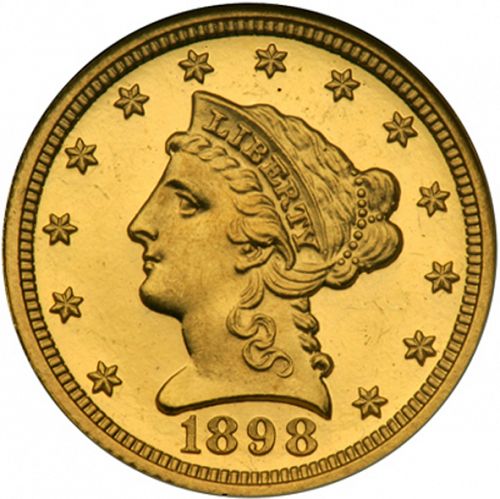 2 dollar 50 Obverse Image minted in UNITED STATES in 1898 (Coronet Head)  - The Coin Database