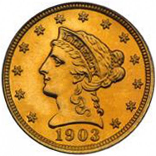 2 dollar 50 Obverse Image minted in UNITED STATES in 1903 (Coronet Head)  - The Coin Database