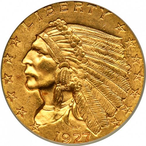 2 dollar 50 Obverse Image minted in UNITED STATES in 1927 (Indian Head)  - The Coin Database