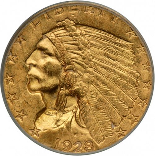 2 dollar 50 Obverse Image minted in UNITED STATES in 1928 (Indian Head)  - The Coin Database