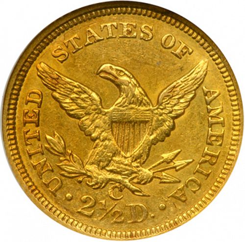 2 dollar 50 Reverse Image minted in UNITED STATES in 1844C (Coronet Head)  - The Coin Database