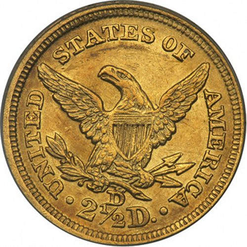 2 dollar 50 Reverse Image minted in UNITED STATES in 1845D (Coronet Head)  - The Coin Database