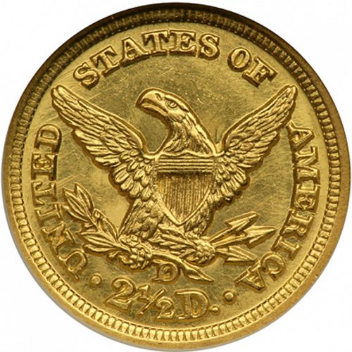 2 dollar 50 Reverse Image minted in UNITED STATES in 1847D (Coronet Head)  - The Coin Database