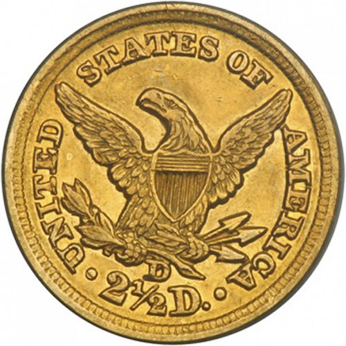 2 dollar 50 Reverse Image minted in UNITED STATES in 1848D (Coronet Head)  - The Coin Database