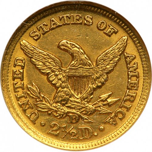 2 dollar 50 Reverse Image minted in UNITED STATES in 1849D (Coronet Head)  - The Coin Database