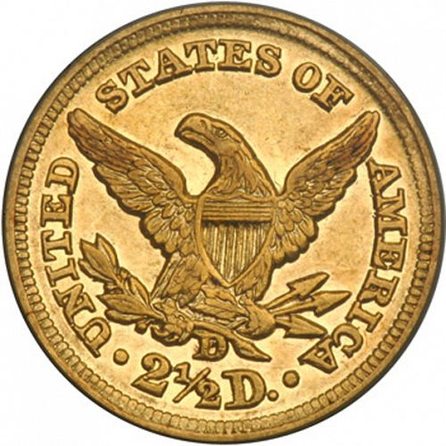 2 dollar 50 Reverse Image minted in UNITED STATES in 1850D (Coronet Head)  - The Coin Database